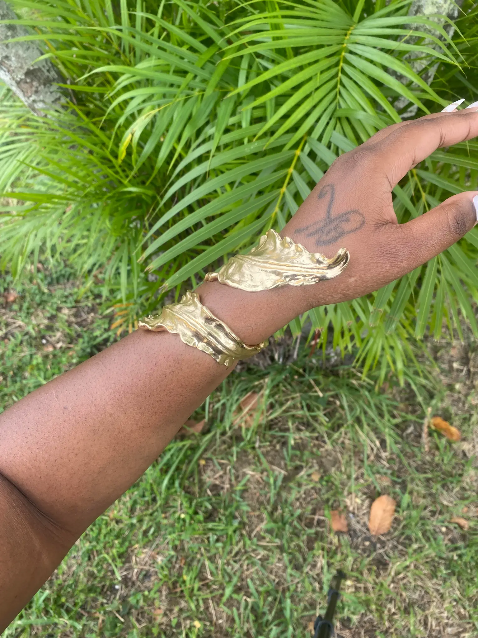 Gold Leaf Arm Cuff Bracelet