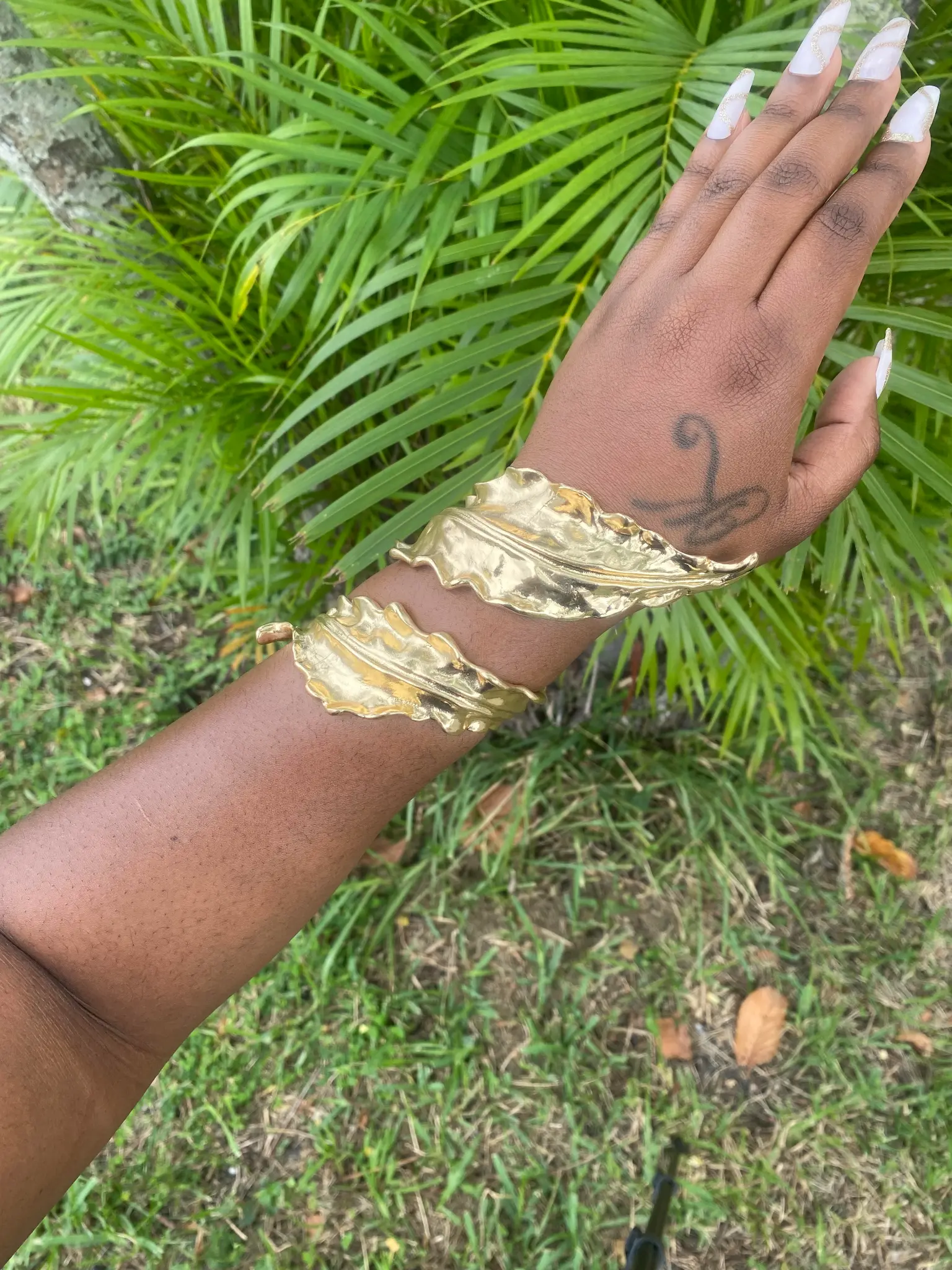 Gold Leaf Arm Cuff Bracelet