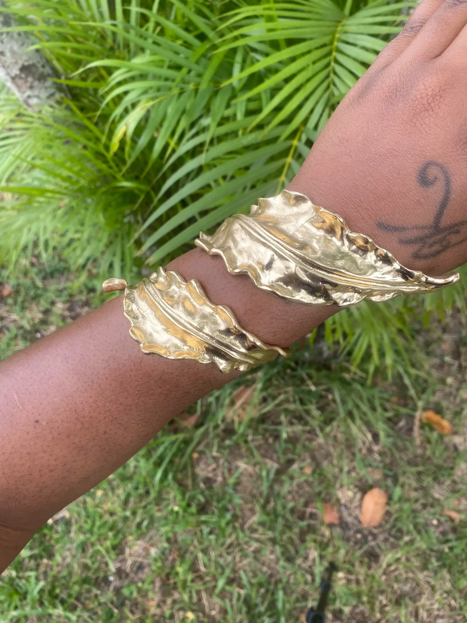 Gold Leaf Arm Cuff Bracelet